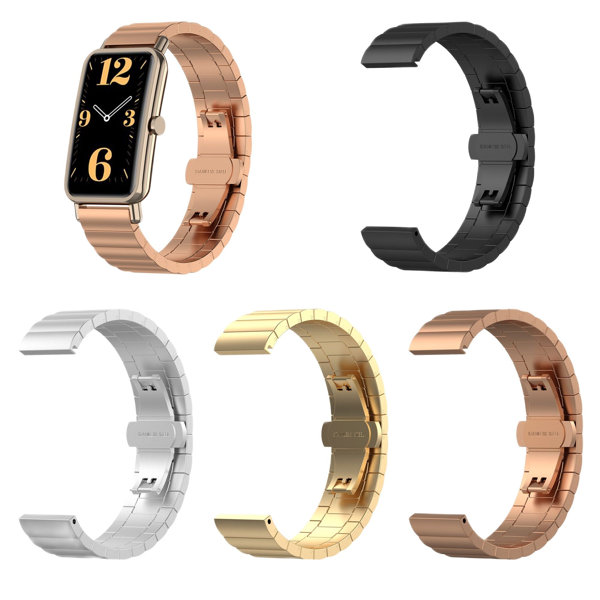 Timex Watches Smartwatch - 16 มม.สายรัดข้อมือสแตนเลสสําหรับ Huawei Watch Fit MINI