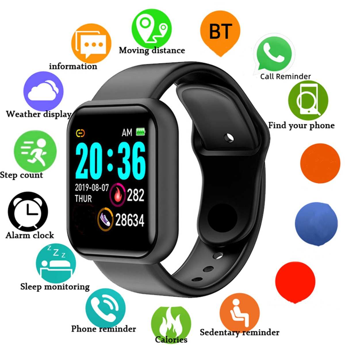Smartwatch Watches Price - ผู้ชายนาฬิกาสมาร์ทหน้าจอสีบลูทูธผู้หญิงฟิตเนสสร้อยข้อมือกีฬาสุขภาพเครื่องวัดการนอนหลับนาฬิกาอิเล็กทรอนิกส์สมาร์ทวอทช์นาฬิกาปลุก Y68