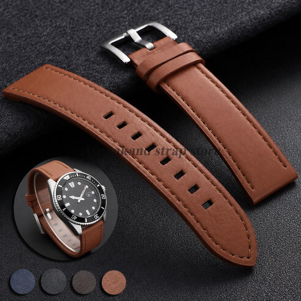 Watches Rolex Smartwatch - สายนาฬิกาหนังเย็บ สายรัดข้อมืออเนกประสงค์ 22 มม. สำหรับ Omega