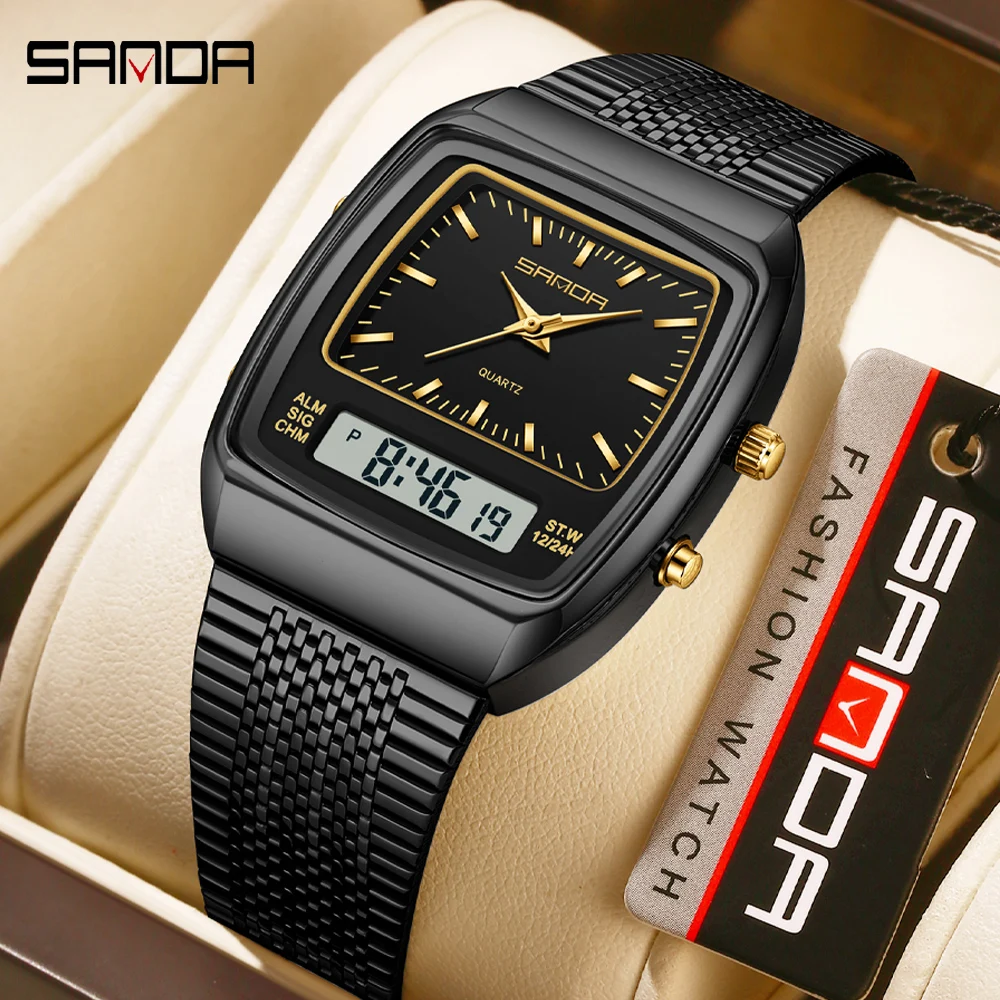Timex Watches Smartwatch - นาฬิกา SANDA สำหรับผู้ชาย กันน้ำ นาฬิกาข้อมือควอตซ์ อนาล็อก