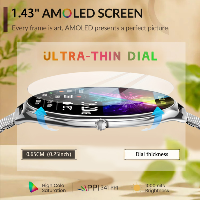 Watches Ladies Smartwatch - สมาร์ทวอทช์รุ่นดั้งเดิมปี 2026 สำหรับผู้หญิง หน้าจอ AMOLED บางเฉียบ