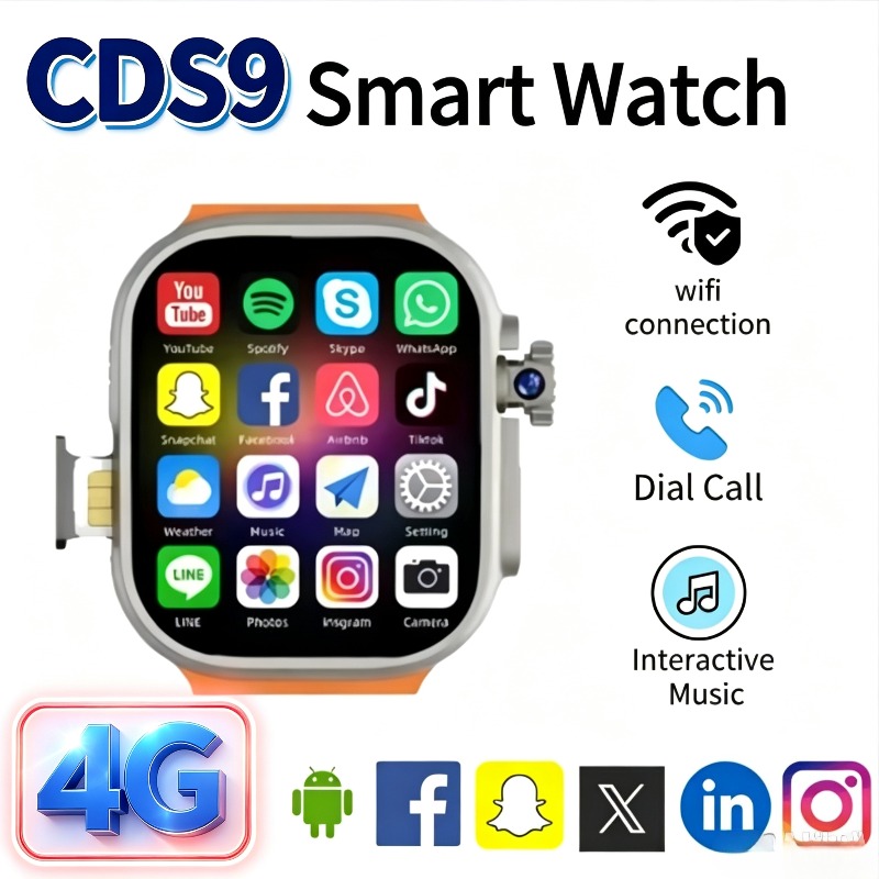 Smartwatch Watches For Women With Gps - สมาร์ทวอทช์แอนดรอยด์ 4G CDS9 – ช่องใส่ซิมการ์ดพร้อมกล้องหมุนได้ หน้าจอ