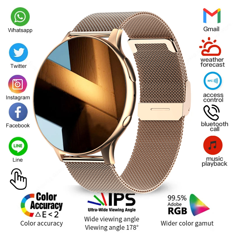 Watches Ladies Smartwatch - 2026 ผู้หญิงบลูทูธสมาร์ทวอทช์วัดอัตราการเต้นของหัวใจเครื่องวัดความดันโลหิตสมาร์ทวอทช์ IP67 กันน้ำผู้ชายสมาร์ทวอทช์สำหรับแอนดรอยด์ ไอโอเอส