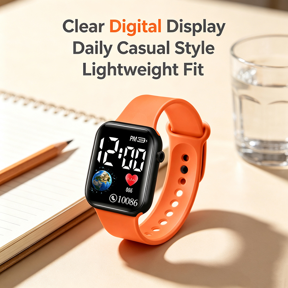 นาฬิกาดิจิตอล LED ทรงสี่เหลี่ย - Smartwatch Watches For Girls บทวิจารณ์และราคา