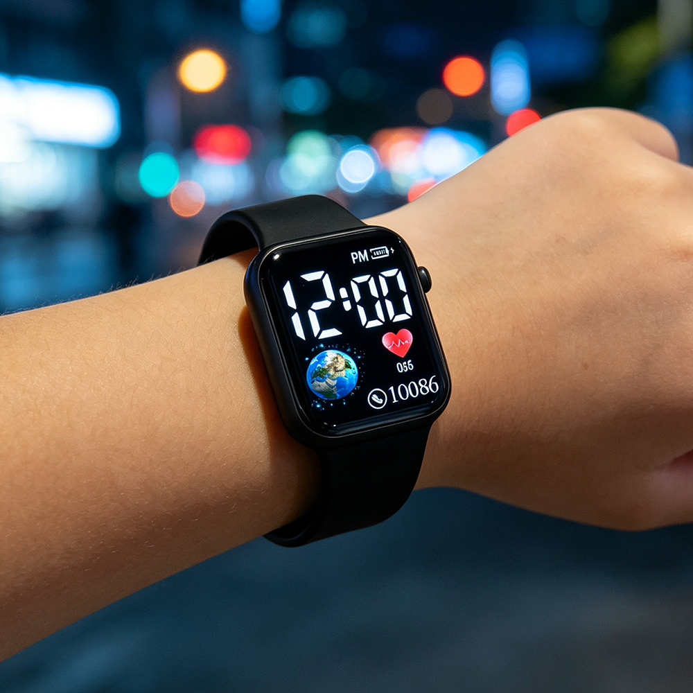 นาฬิกาดิจิตอล LED ทรงสี่เหลี่ย - Smartwatch Watches For Girls บทวิจารณ์และราคา