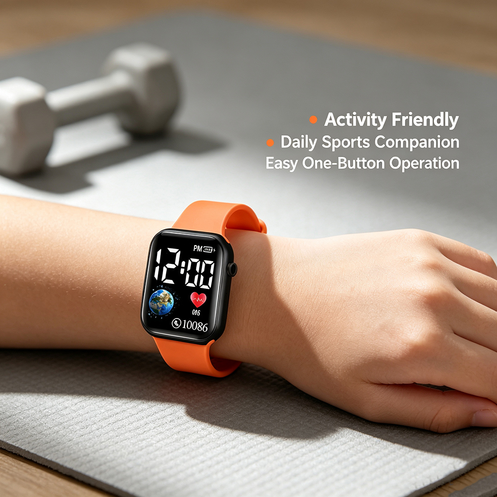 นาฬิกาดิจิตอล LED ทรงสี่เหลี่ย - Smartwatch Watches For Girls บทวิจารณ์และราคา