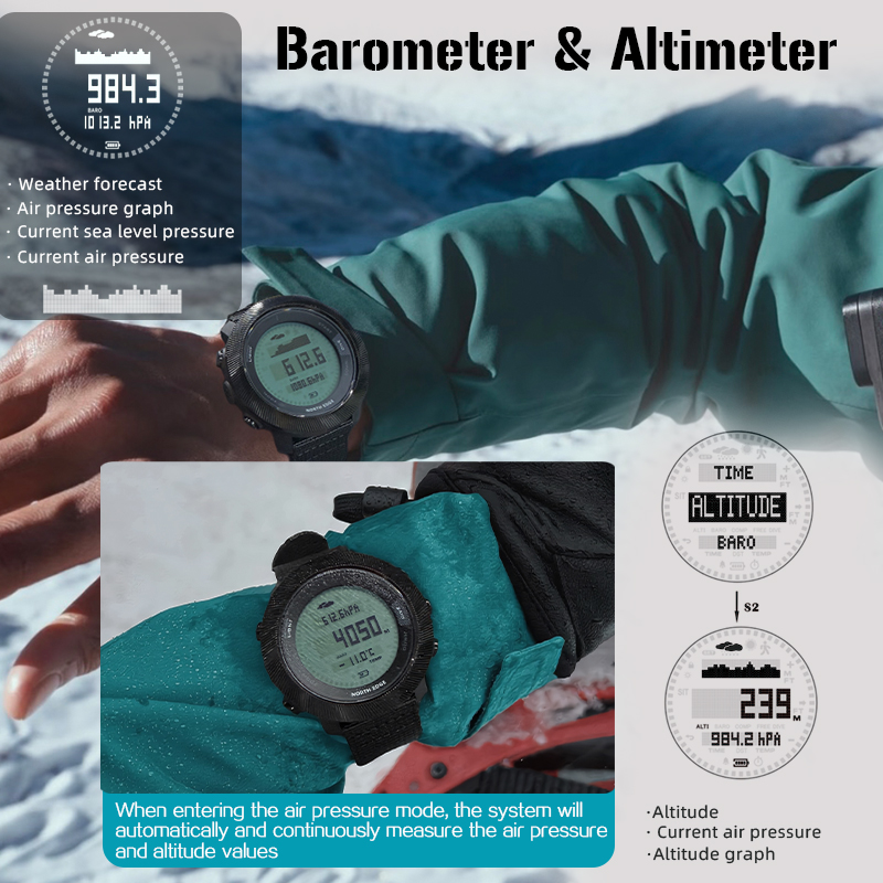 นาฬิกาดิจิตอล NORTH EDGE APACH - Altimeter Compass Watch บทวิจารณ์และราคา